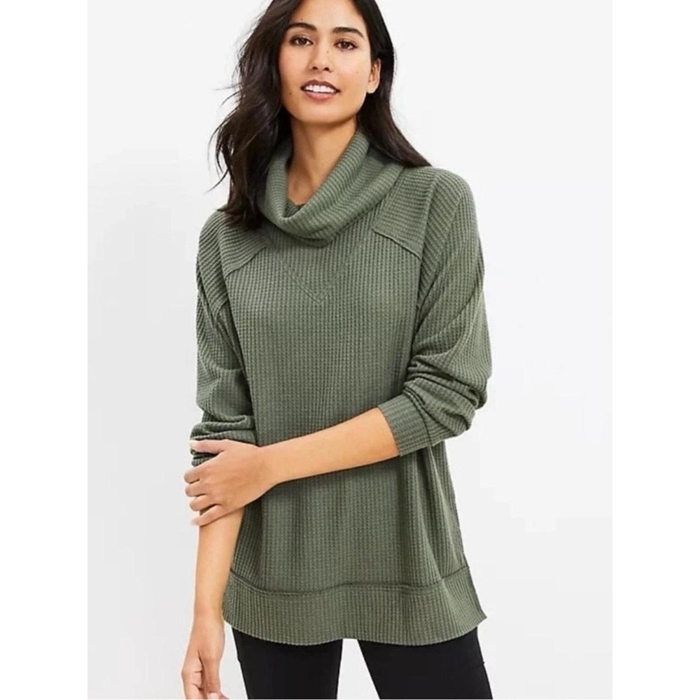 Lou & Grey Waffle Knit cowl neck pullover